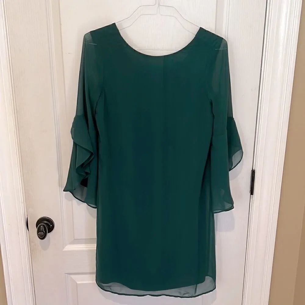 Thalia Sodi Green Sheer Decorative Sleeve Dress